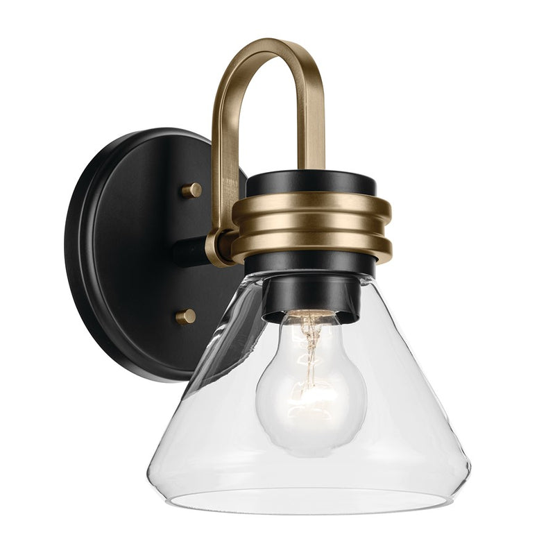 Kichler Farum 1 Light 10" Wall Sconce, Black/Clear - 55153BKCLR