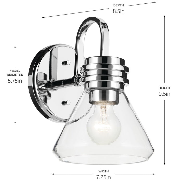 Kichler Farum 1 Light Wall Sconce, Chrome/Clear