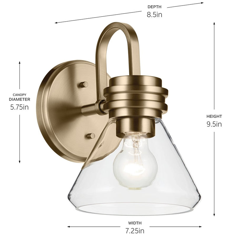 Kichler Farum 1 Light 10" Wall Sconce, Champagne Bronze/Clear