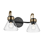 Kichler Farum 2 Light Wall Mt Bath 2 Arm, Black/Clear - 55154BKCLR