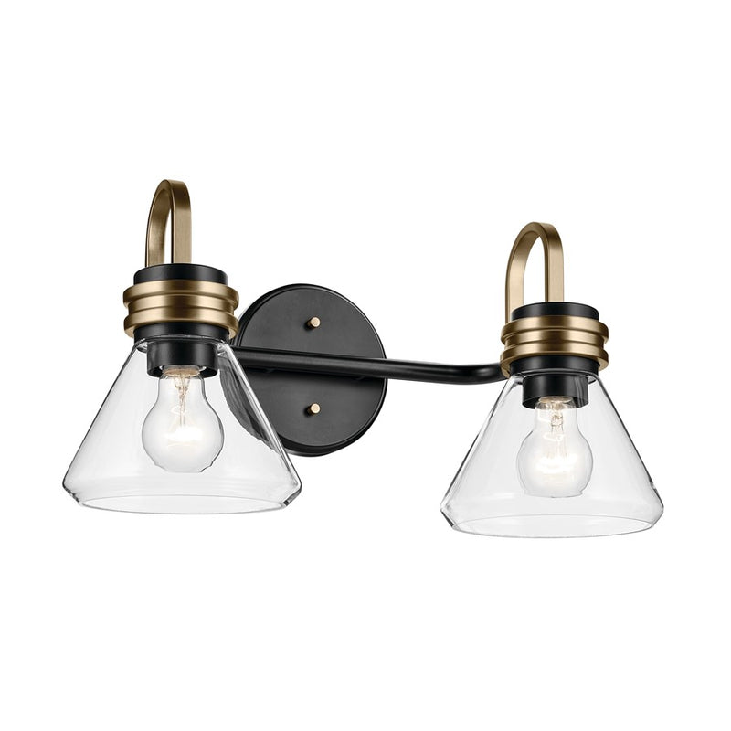 Kichler Farum 2 Light Wall Mt Bath 2 Arm, Black/Clear - 55154BKCLR