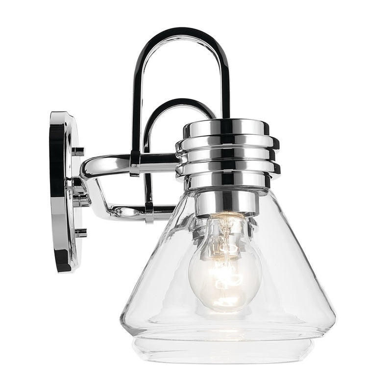 Kichler Farum 2-Light 19in Vanity Light | Modern Chrome Steel & Clear Glass | Bathroom Vanity & Above-Mirror Light | 120V | Model 55154CHCLR