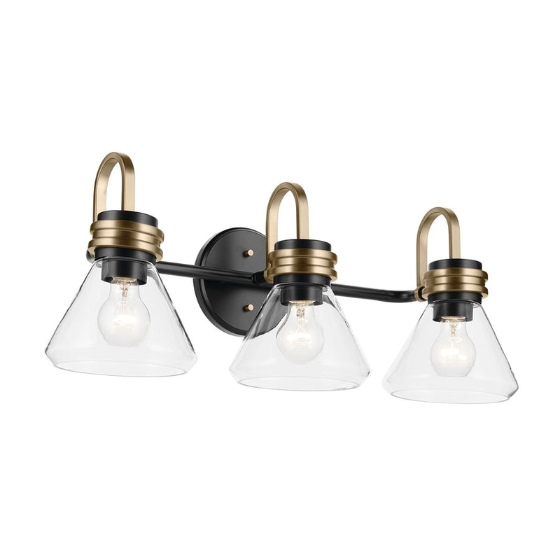 Kichler Farum 3 Light 26" Wall Mt Bath 3 Arm, Black/Clear - 55155BKCLR