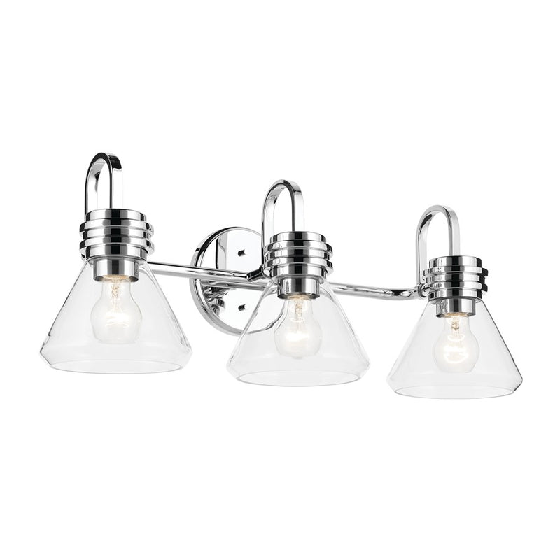 Kichler Farum 3 Light Wall Mt Bath 3 Arm, Chrome/Clear - 55155CHCLR