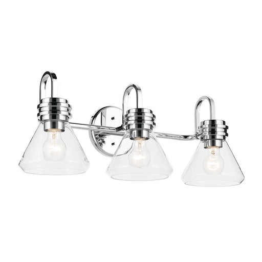 Kichler Farum 3 Light Wall Mt Bath 3 Arm, Chrome/Clear - 55155CHCLR