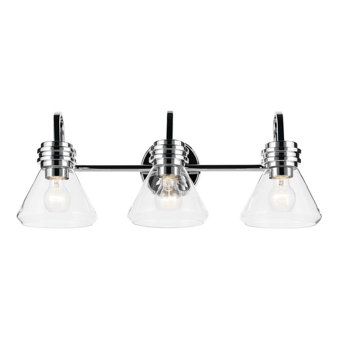 Kichler Farum 3 Light Wall Mt Bath 3 Arm, Chrome/Clear