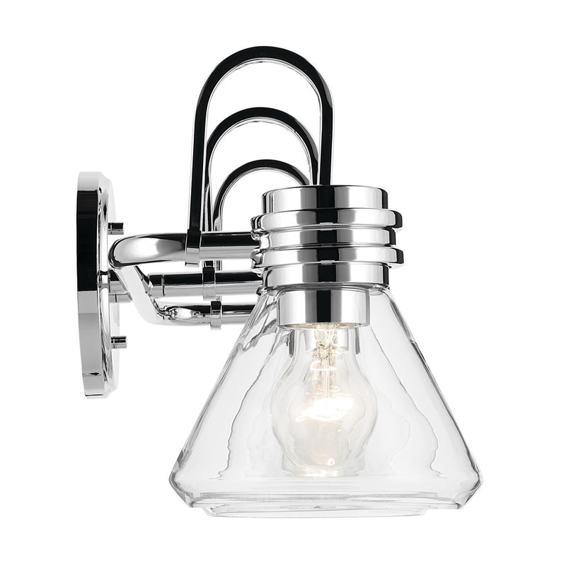 Kichler Farum 26in Wide 3-Light Vanity Light | Modern Chrome & Clear Glass | Bathroom & Powder Room Bath Vanity Light | 120V AC, 3 Bulbs | Model 55155CHCLR