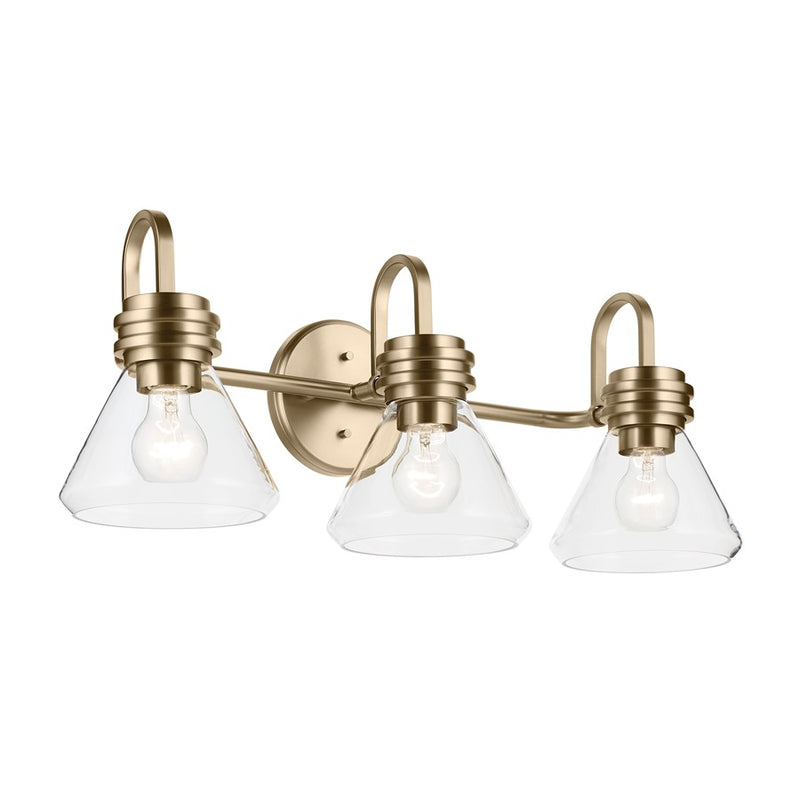 Kichler Farum 3 Light 26" Wall Mt Bath 3 Arm, Bronze/Clear - 55155CPZCLR