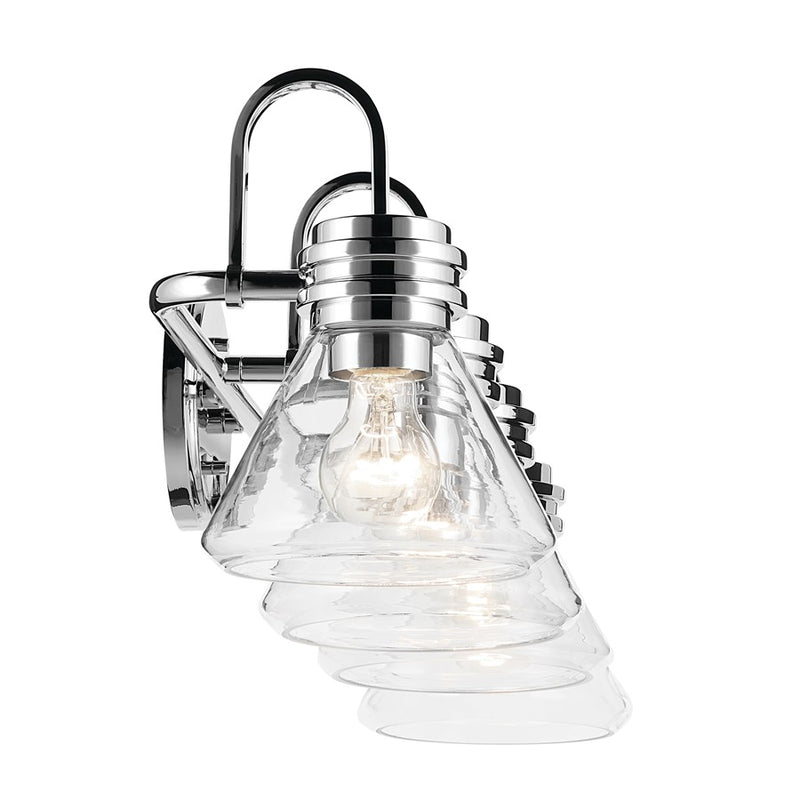 Kichler Farum 34in Wide Bathroom Vanity Light | Modern Chrome & Clear Glass | Bathroom Over Vanity & Grooming Area | 4 Bulbs 60W Max E26 | Model 55156CHCLR
