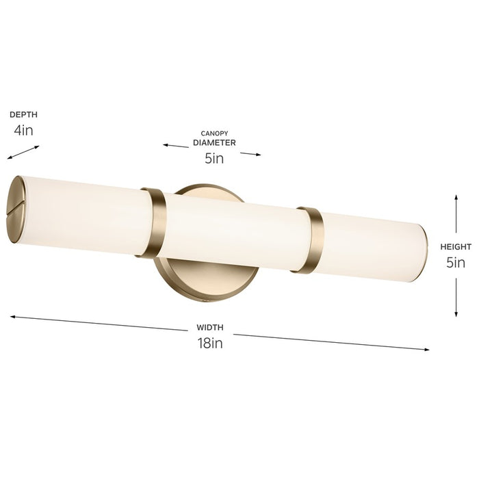 Kichler Rosh 1 Light 18" Wall Sconce, Champagne Bronze/White