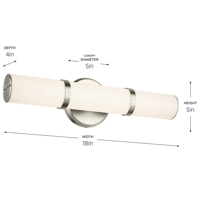 Kichler Rosh 1 Light Wall Sconce, Brushed Nickel/White