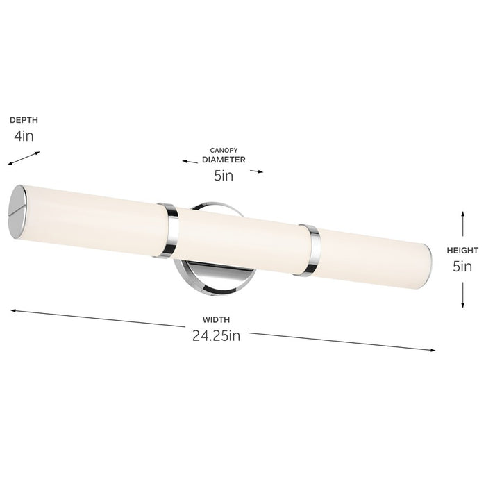 Kichler Rosh 1 Light Linear Bath Medium, Chrome/White