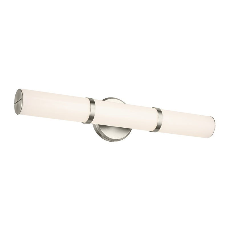 Kichler Rosh 1 Light Linear Bath Medium, Brushed Nickel/White - 55188NILED