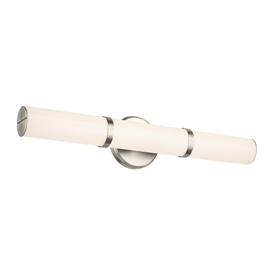 Kichler Rosh 1 Light Linear Bath Medium, Brushed Nickel/White - 55188NILED