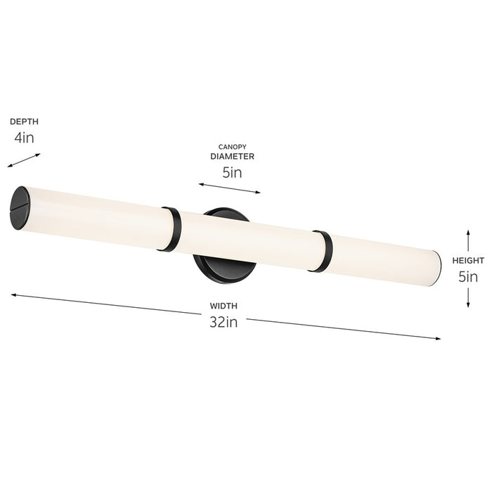 Kichler Rosh 1 Light 32" Linear Bath Large, Black/White