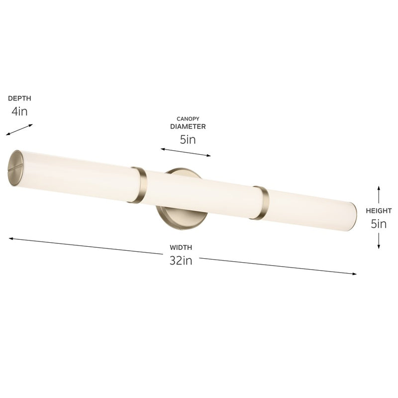 Kichler Rosh 1 Light Linear Bath, Champagne Bronze/White