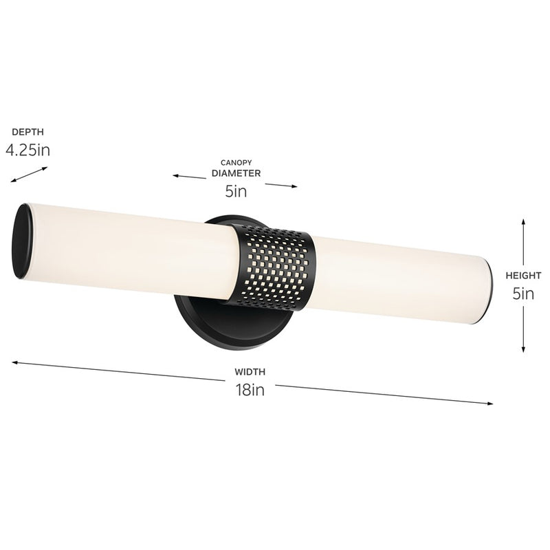 Kichler Sashi 1 Light 18" Wall Sconce, Black/White