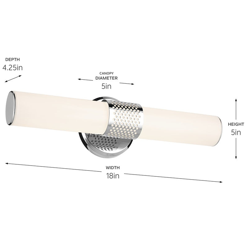 Kichler Sashi 1 Light 18" Wall Sconce, Chrome/White