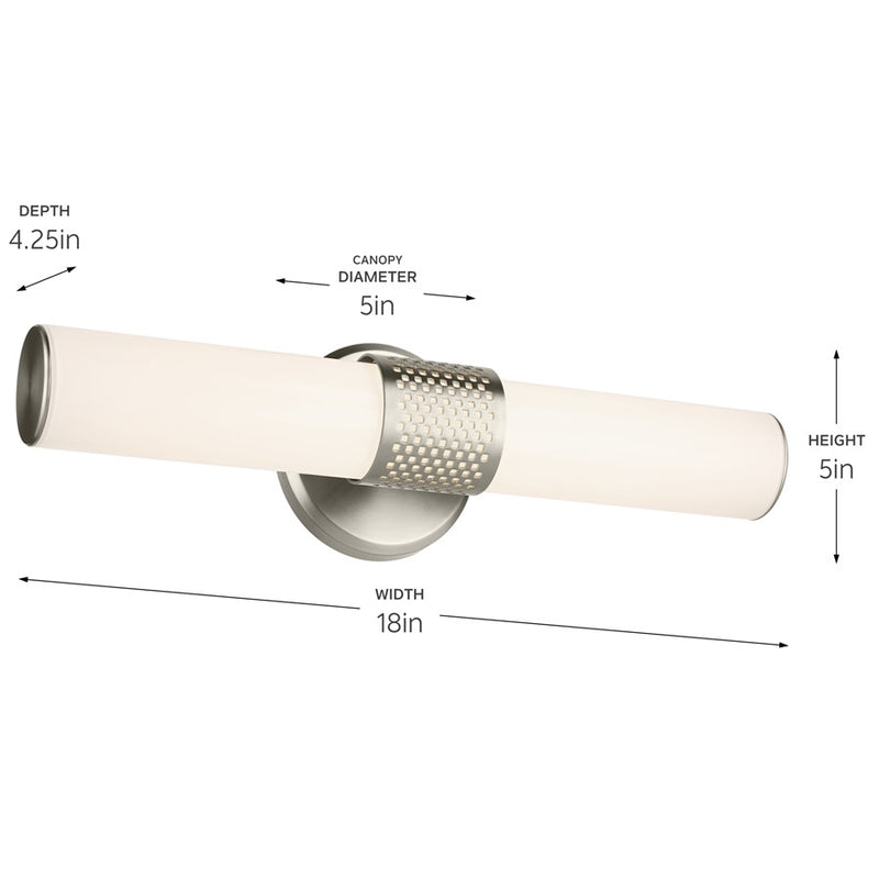 Kichler Sashi 1 Light 18" Wall Sconce, Brushed Nickel/White