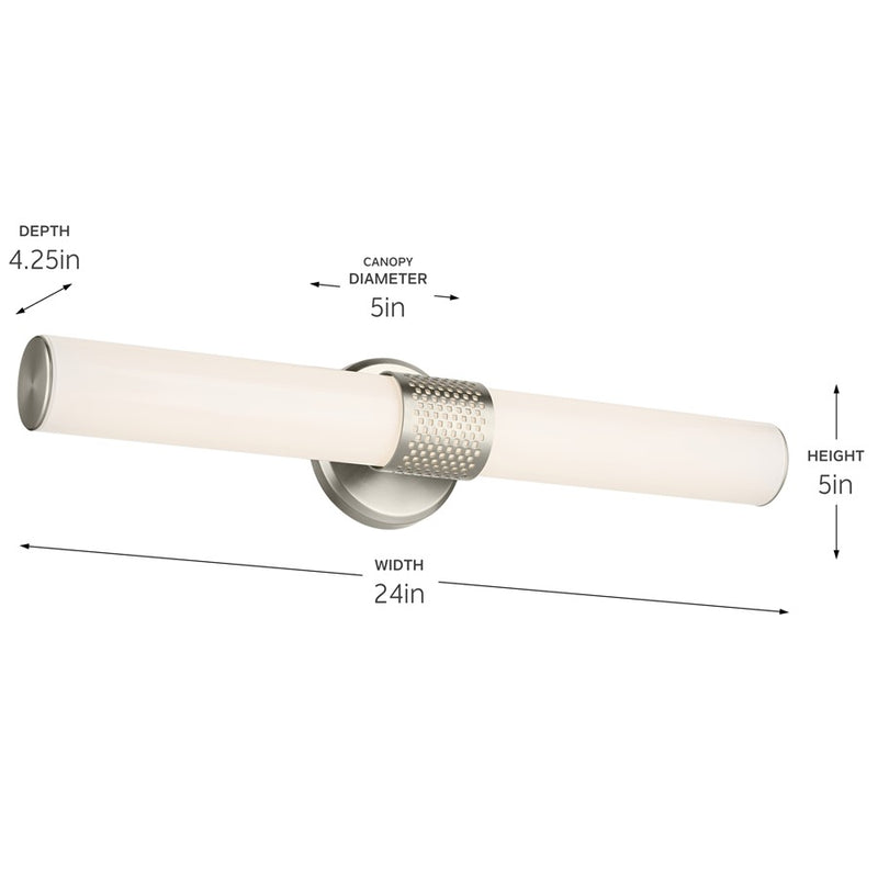 Kichler Sashi 1 Light 24" Linear Bath, Brushed Nickel/White