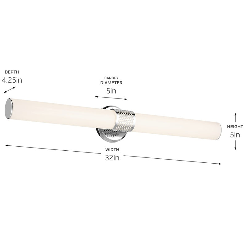 Kichler Sashi 1 Light 32" Linear Bath, Chrome/White
