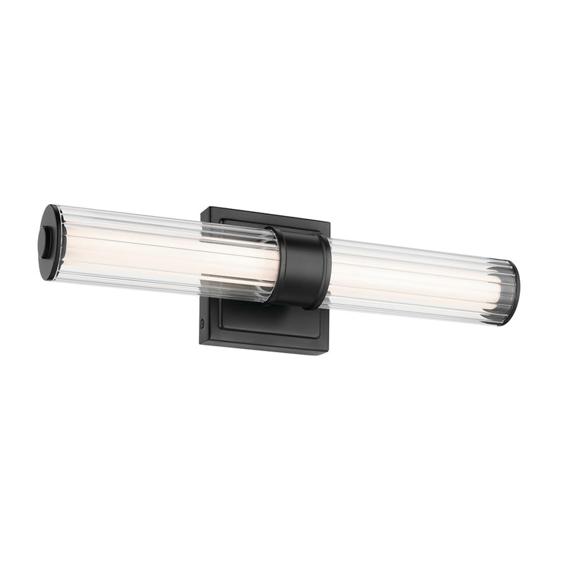 Kichler Laurene 2 Light Wall Sconce, Black/Clear Fluted - 55195BKLED