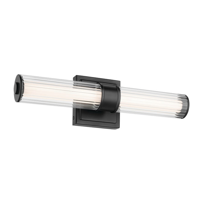 Kichler Laurene 2 Light Wall Sconce, Black/Clear Fluted - 55195BKLED