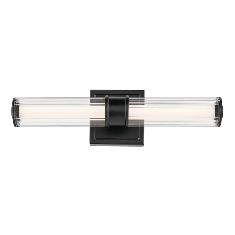 Kichler Laurene 2 Light Wall Sconce, Black/Clear Fluted