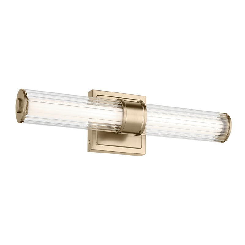 Kichler Laurene 2 Light 19" Wall Sconce, Bronze/Clear Fluted - 55195CPZLED