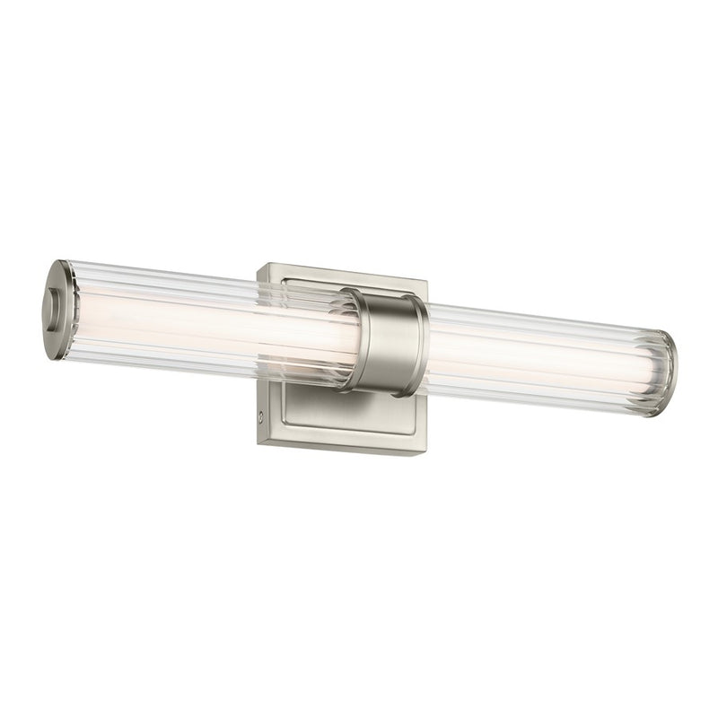 Kichler Laurene 2 Light Wall Sconce, Brushed Nickel/Clear Fluted - 55195NILED