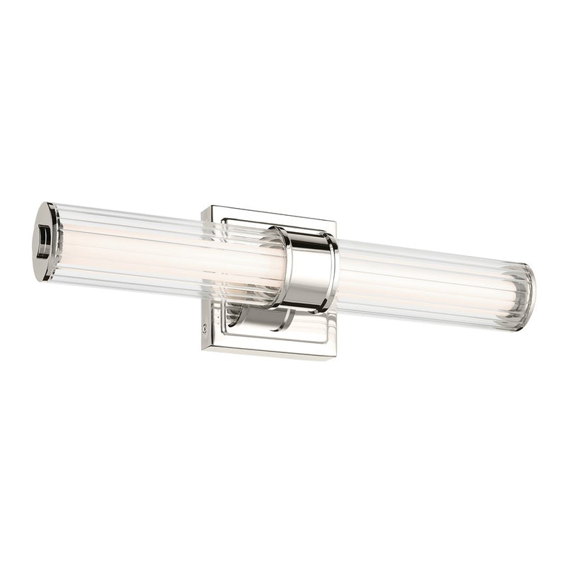 Kichler Laurene 2 Light 19" Wall Sconce, Nickel/Clear Fluted - 55195PNLED