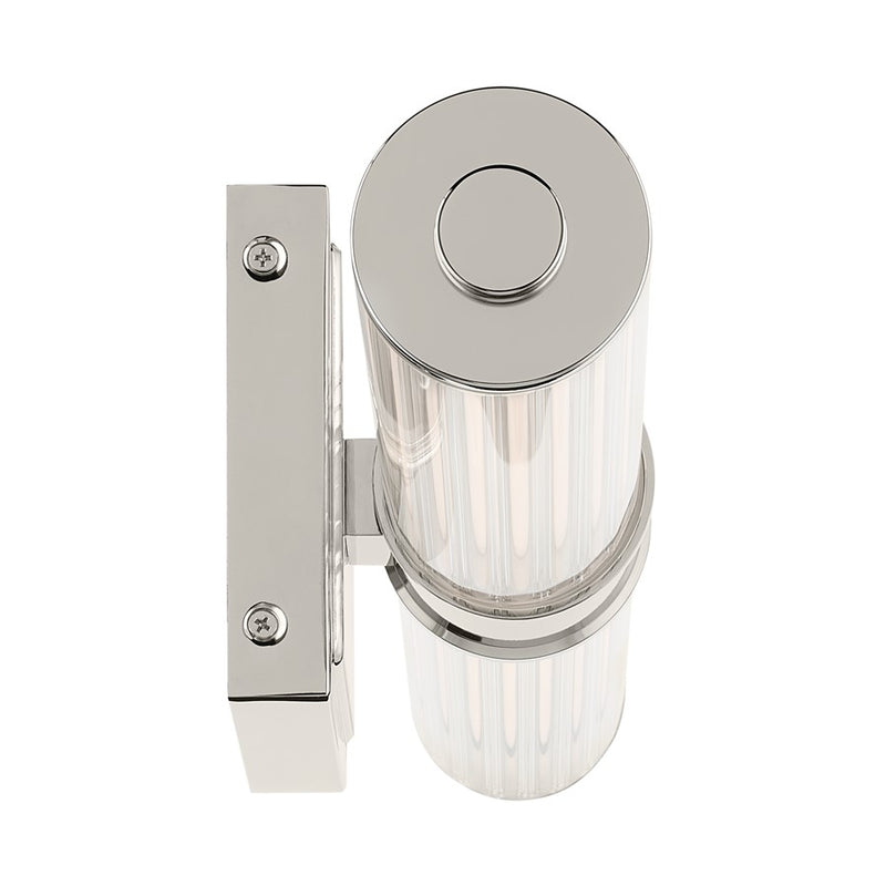 Kichler Laurene 2 Light 19" Wall Sconce, Nickel/Clear Fluted