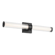 Kichler Laurene 2 Light Linear Bath Medium, Black/Clear Fluted - 55196BKLED