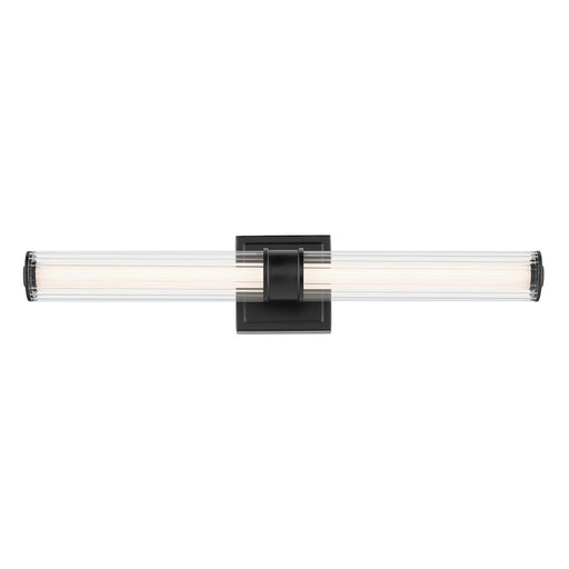 Kichler Laurene 2 Light Linear Bath Medium, Black/Clear Fluted