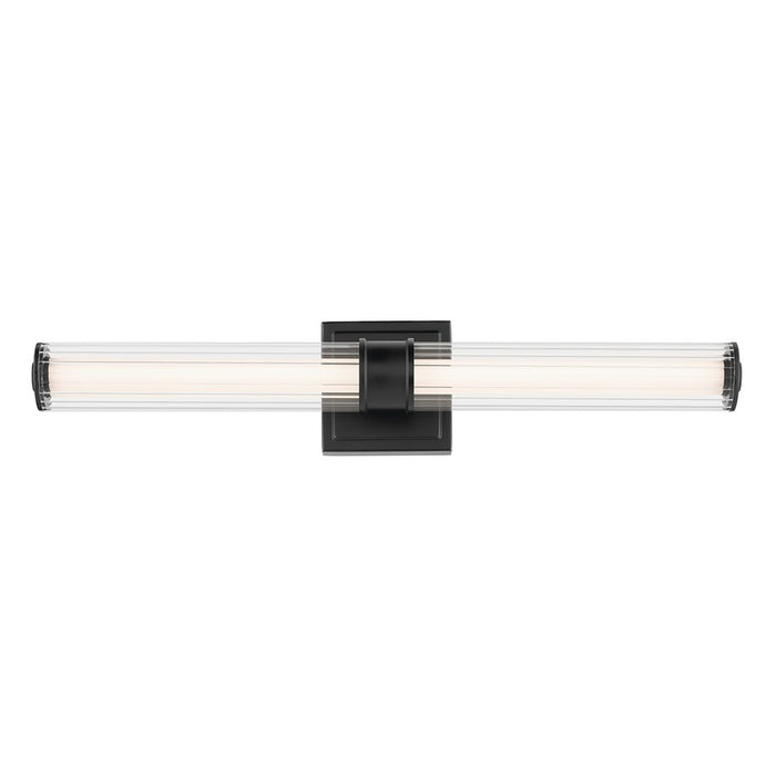 Kichler Laurene 2 Light Linear Bath Medium, Black/Clear Fluted