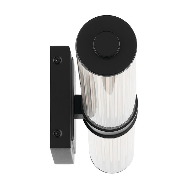 Kichler Laurene 2 Light Linear Bath Medium, Black/Clear Fluted