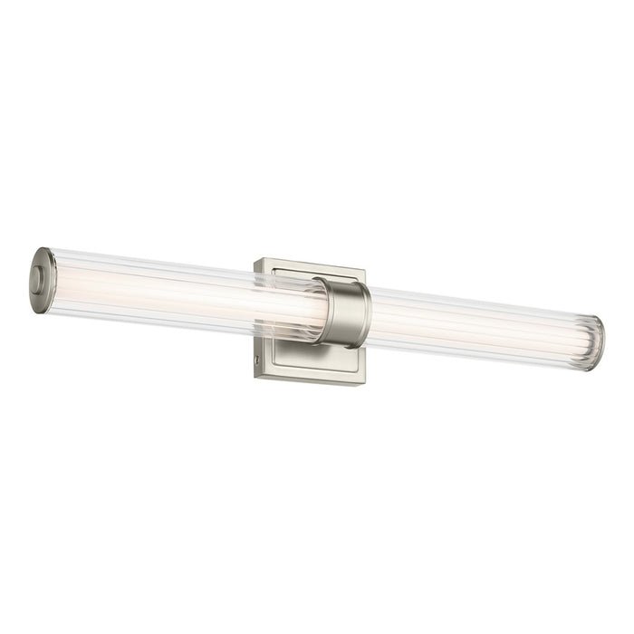 Kichler Laurene 2 Light Linear Bath Medium, Nickel/Clear Fluted - 55196NILED
