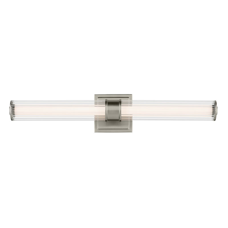 Kichler Laurene 2 Light Linear Bath Medium, Nickel/Clear Fluted