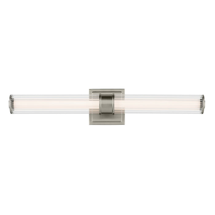 Kichler Laurene 2 Light Linear Bath Medium, Nickel/Clear Fluted
