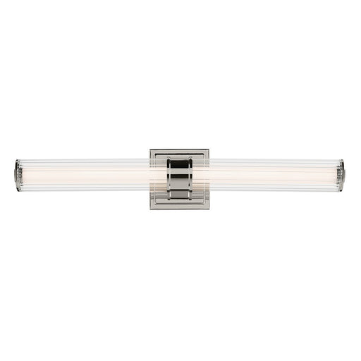 Kichler Laurene 2 Light 27" Linear Bath, Nickel/Clear Fluted - 55196PNLED