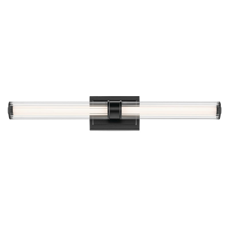 Kichler Laurene 2 Light Linear Bath Large, Black/Clear Fluted