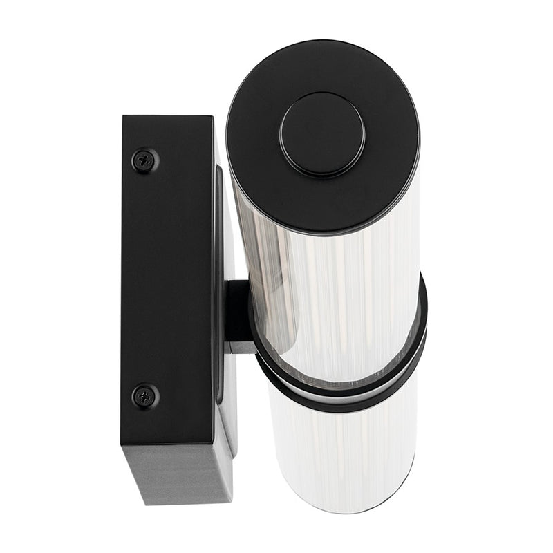 Kichler Laurene 2 Light Linear Bath Large, Black/Clear Fluted