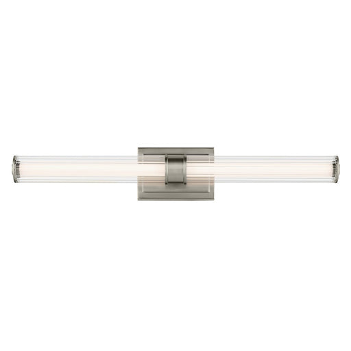 Kichler Laurene 2 Light Linear Bath Large, Nickel/Clear Fluted