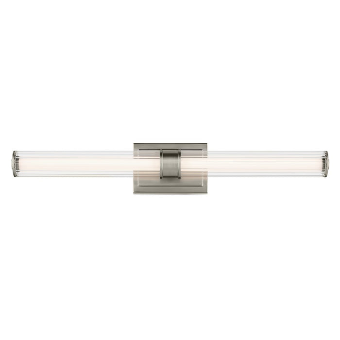 Kichler Laurene 2 Light Linear Bath Large, Nickel/Clear Fluted