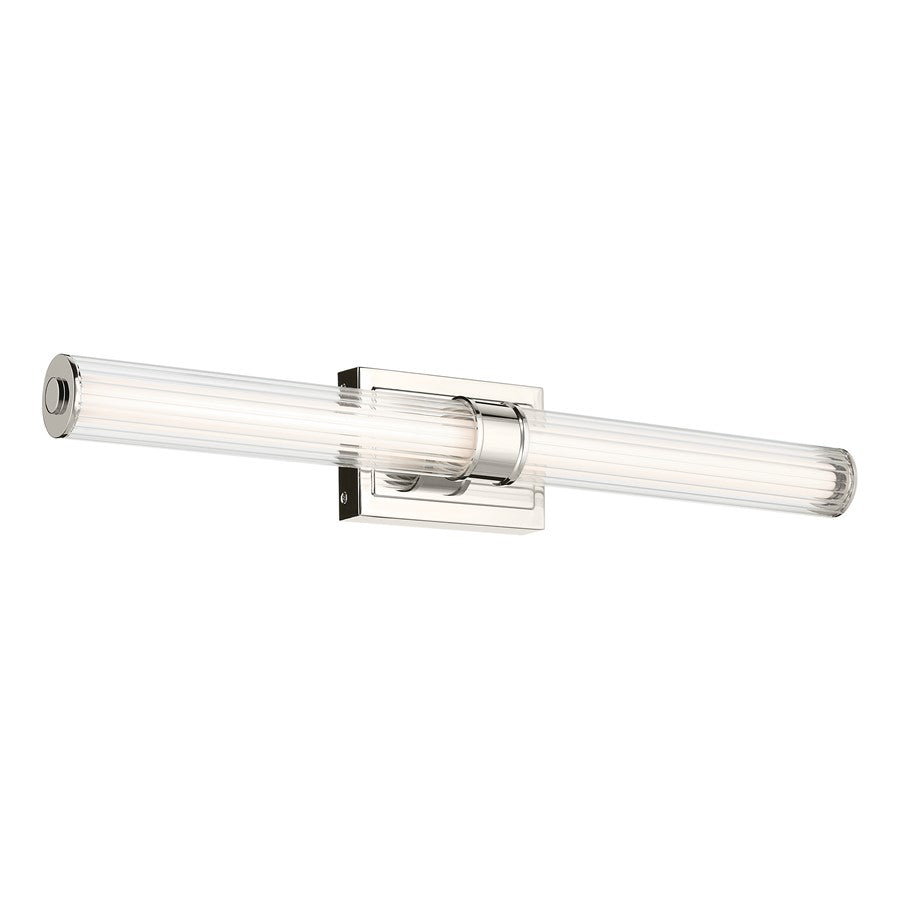 Kichler Laurene 2 Light 31" Linear Bath Large, Nickel/Clear Fluted - 55197PNLED