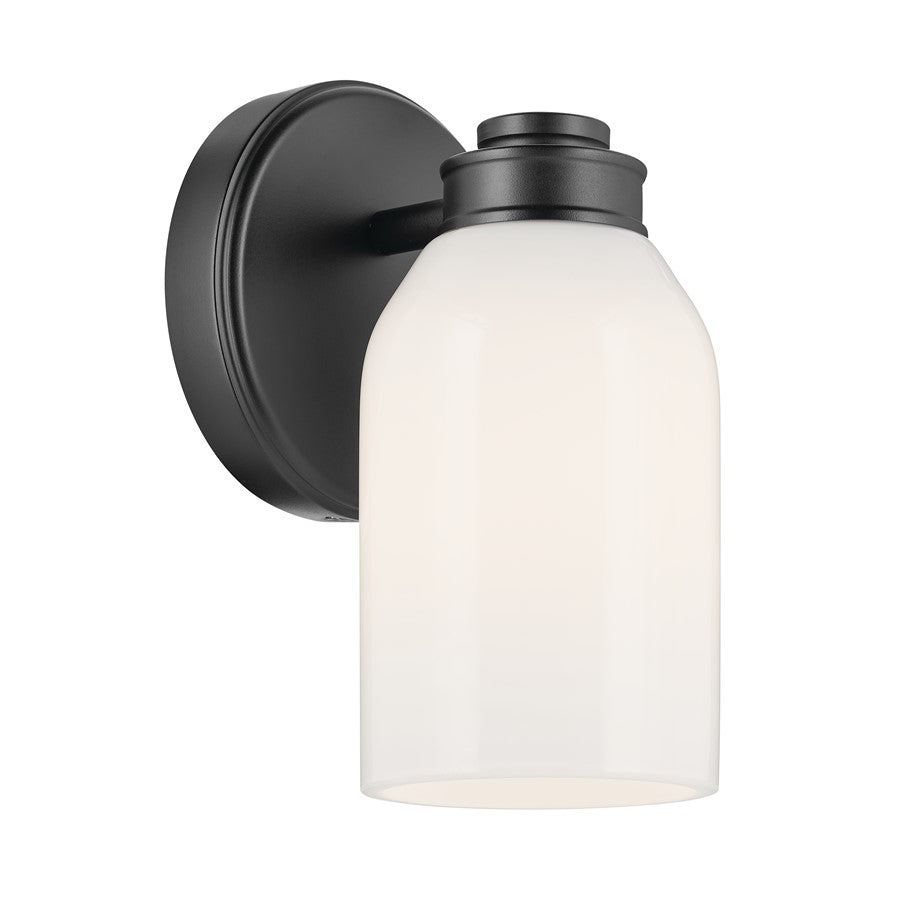 Kichler Shae 1 Light Wall Sconce, Black/Cased Opal - 55200BK
