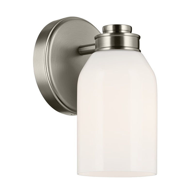 Kichler Shae 1 Light 8" Wall Sconce, Brushed Nickel/Cased Opal - 55200NI