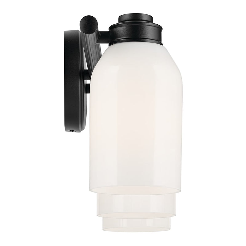 Kichler Shae 24in Wide 3-Light Vanity Light | Modern Black Steel & Cased Opal Glass | Bathroom Vanity & Powder Room | 9in H, 120V, Dimmable | Model 55202BK
