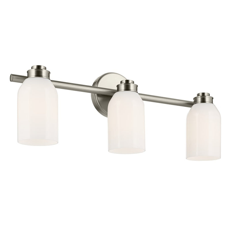 Kichler Shae 3 Light 24" Wall Mt Bath 3 Arm, Brushed Nickel/Cased Opal - 55202NI
