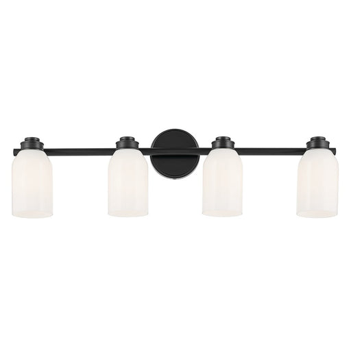 Kichler Shae 4 Light Wall Mt Bath 4 Arm, Black/Cased Opal